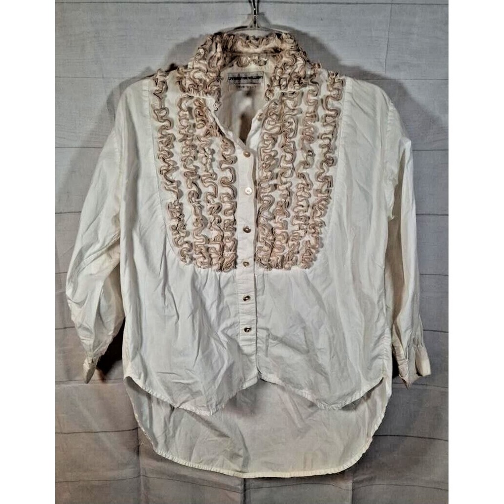 Livingston Williams True West Cream Tunic with Ruffles Tuxedo Shirt Size 0